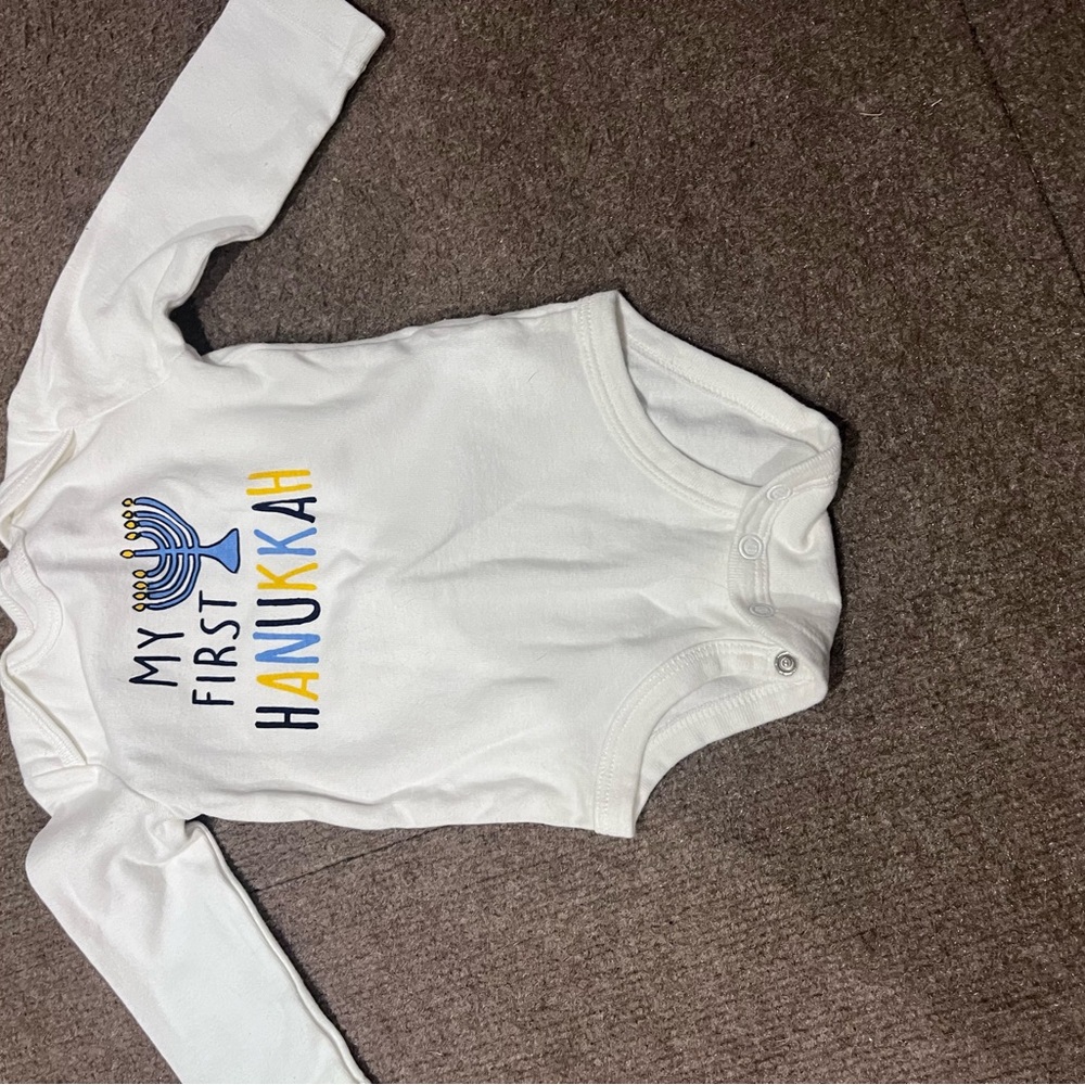 My First Hanukkah White Baby Onesie